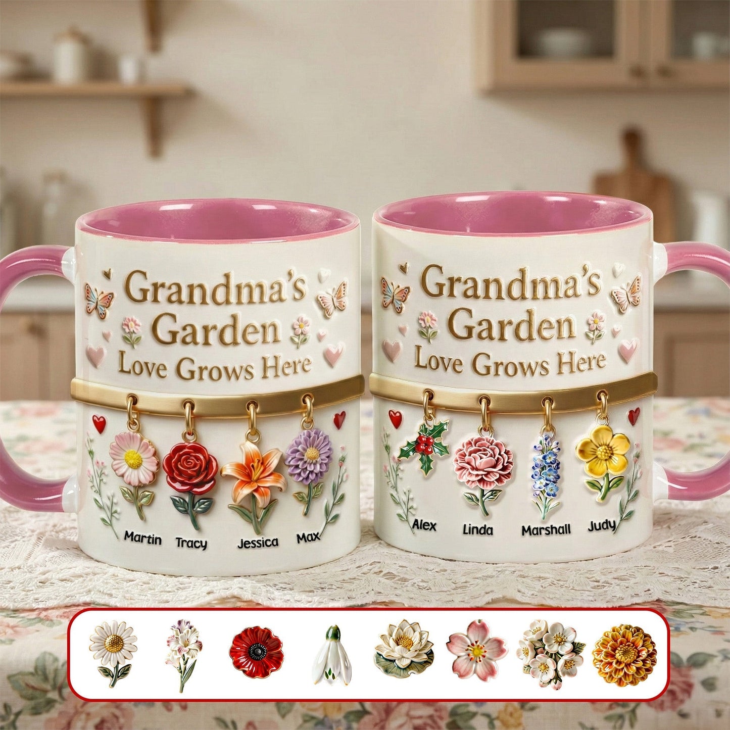 Grandma's Garden Love Grows Here - Personalized Accent Mug - Gift For Grandma, Mom NL122