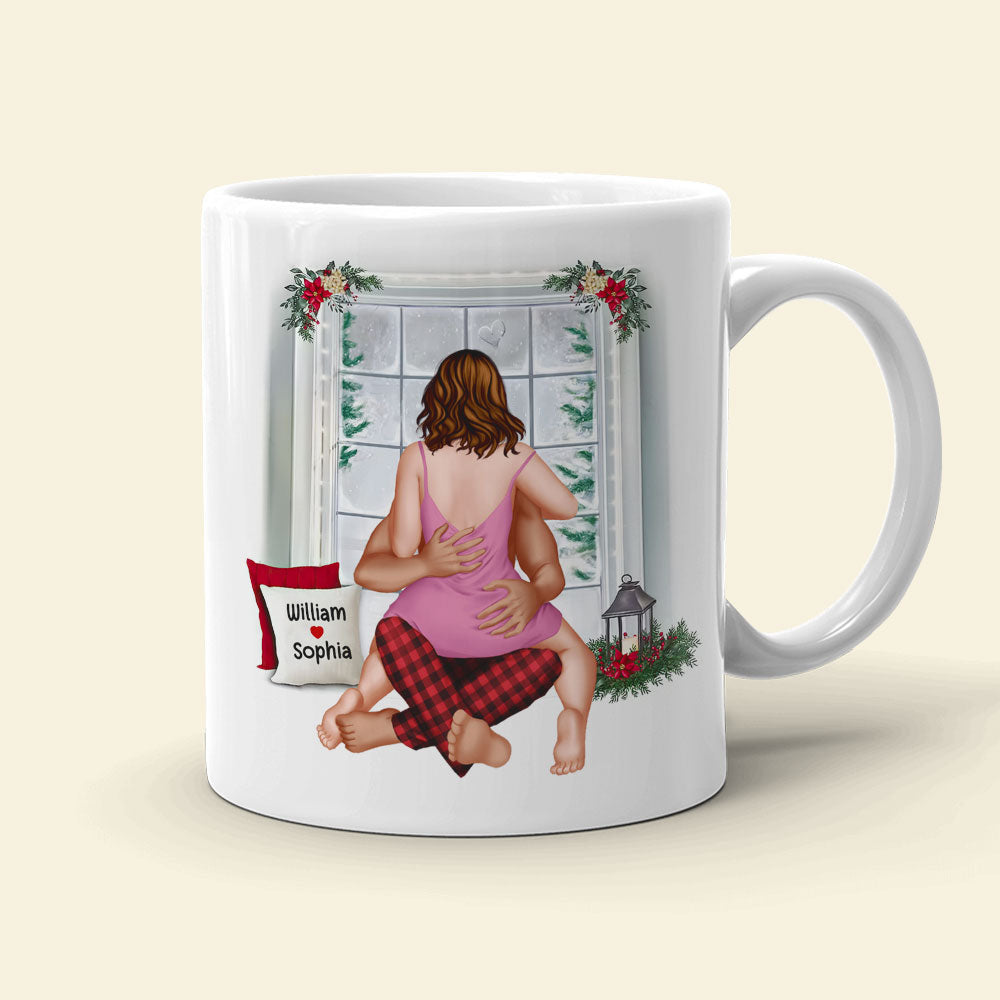 Let's Be Naughty And Save Santa The Trip, Personalized Coffee Mug, Naughty Couple Kissing, Christmas Gift For Him/Her
