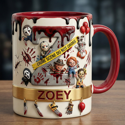 Slay Party Alphabet Initial Letter - Personalized Accent Mug - Gift For Horror Lovers NL122