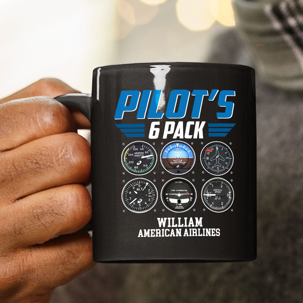 Pilot's 6 Pack Personalized Pilot Mug, Gift For Airplane Lovers