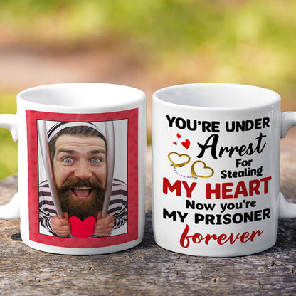 You're Under Arrest For Stealing My Heart, Couple Gift, Personalized Mug, Prisoner Custom Photo Couple Mug