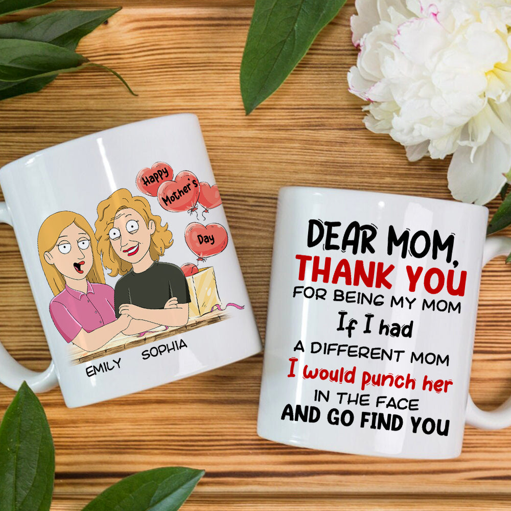Gift For Happy Mother's Day, Mom Personalized Coffee Mug Accent Mug Wine Tumbler