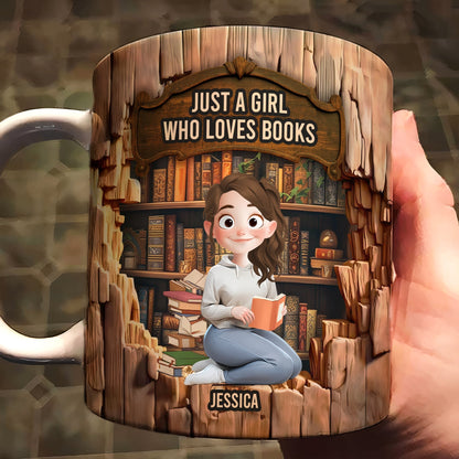 Just A Girl Who Loves Books-Wood Effect - Personalized Mug | CLB1