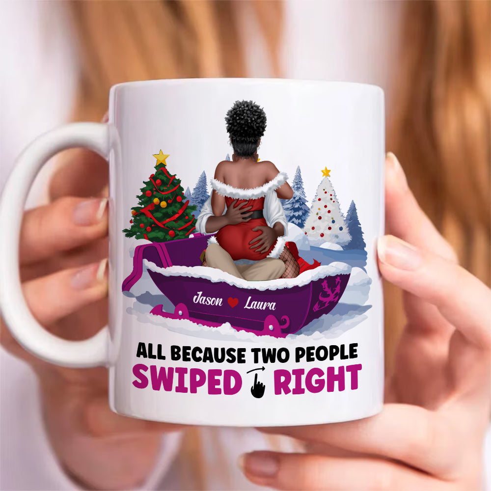 All Because Two People Swiped Right, Personalized Coffee Mug, Christmas Gifts For Couple