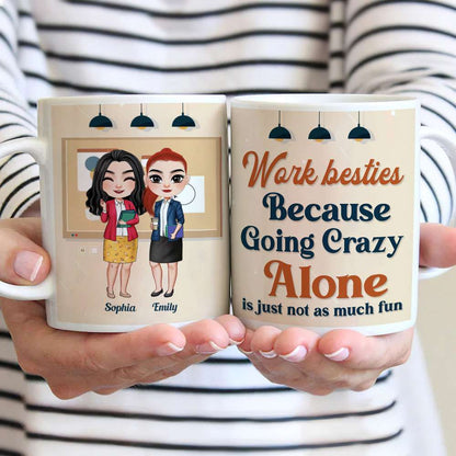 Work Bestie, Gift For Coworkers, Personalized Mug, Funny Bestie Coworkers Mug