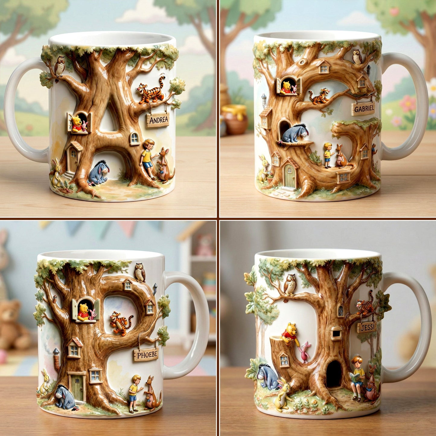DSNY Honey Bear Tree Letter - Personalized White Edge-To-Edge Mug - Gift For Movie Fans NL122