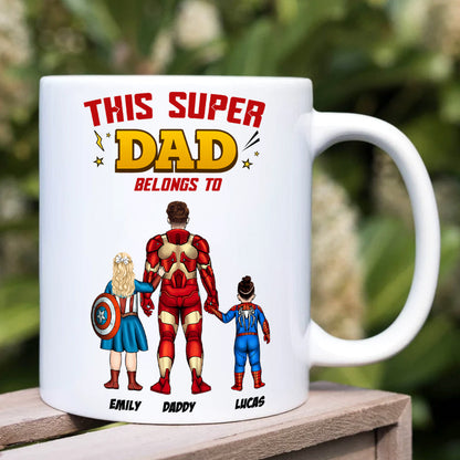 This Super Dad Is Belong To Kids Personalized Mug, Family Gift