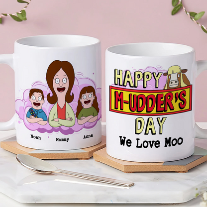 Happy M-udder's Day - Personalized Mug - Gift For Grandma, Mom, Mothers Day | CL54.V2 HH01