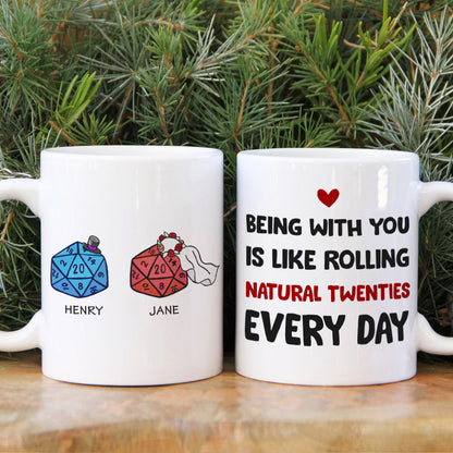 Table Top Game Dice Couple Personalized White Mug Gift