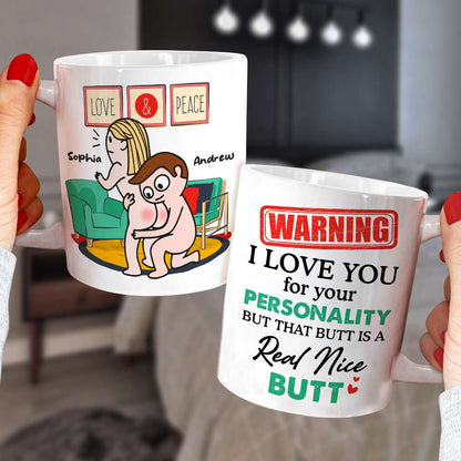 Warning I Love You For Your Personality Personalized Mug, Funny Couple Gift
