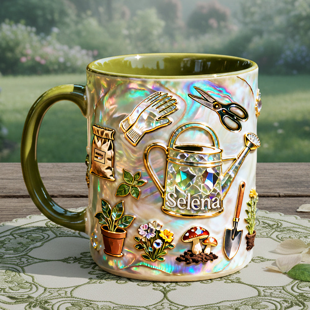 Just A Girl Who Love Gardening - Personalized Accent Mug - Gift For Gardening Lovers, Gardeners HH01