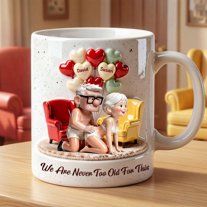 DSNY We Are Never Too Old For This - Personalized White Edge-to-Edge Mug - Gift For Couple, Fan Movies HH01