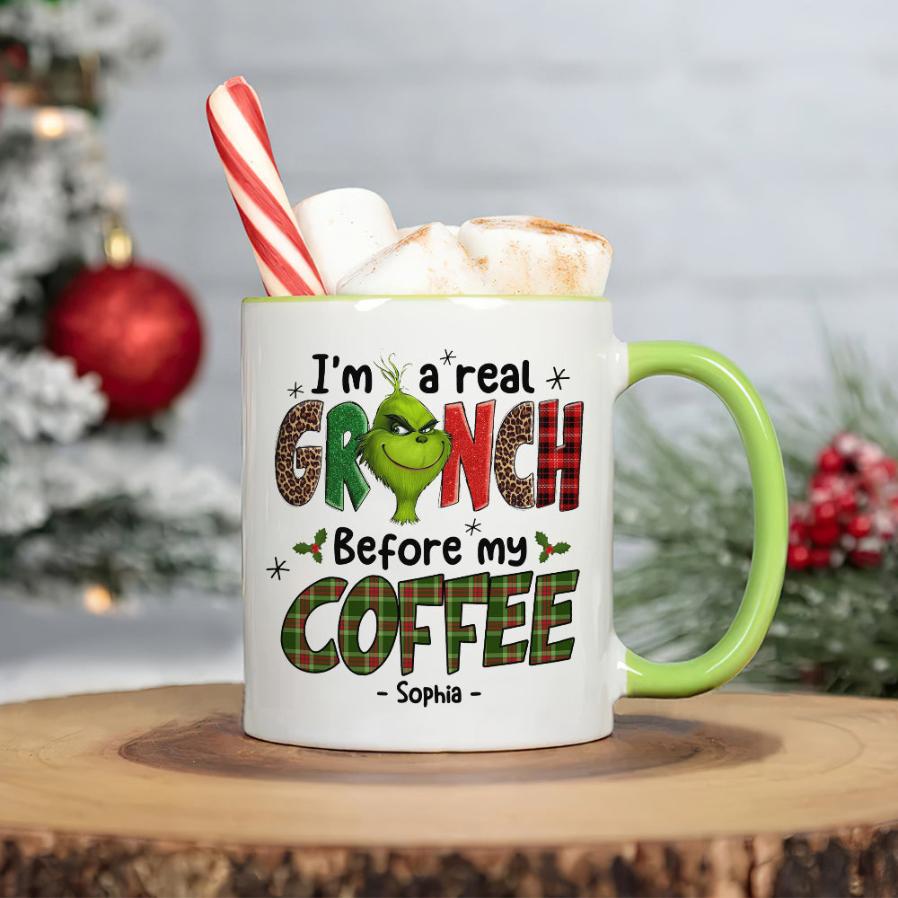 Before My Coffee/ Tea, Gift For Coffee And Tea Lover, Personalized Mug, Green Monster Mug, Christmas Gift 02HUTI121023