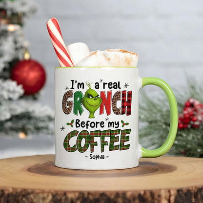 Before My Coffee/ Tea, Gift For Coffee And Tea Lover, Personalized Mug, Green Monster Mug, Christmas Gift 02HUTI121023
