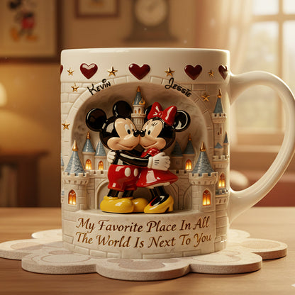 MkMo Magic Mouse The World Is Next To You - Personalized White Edge-to-Edge Mug - Gift For Couple, Fan Movies HH01