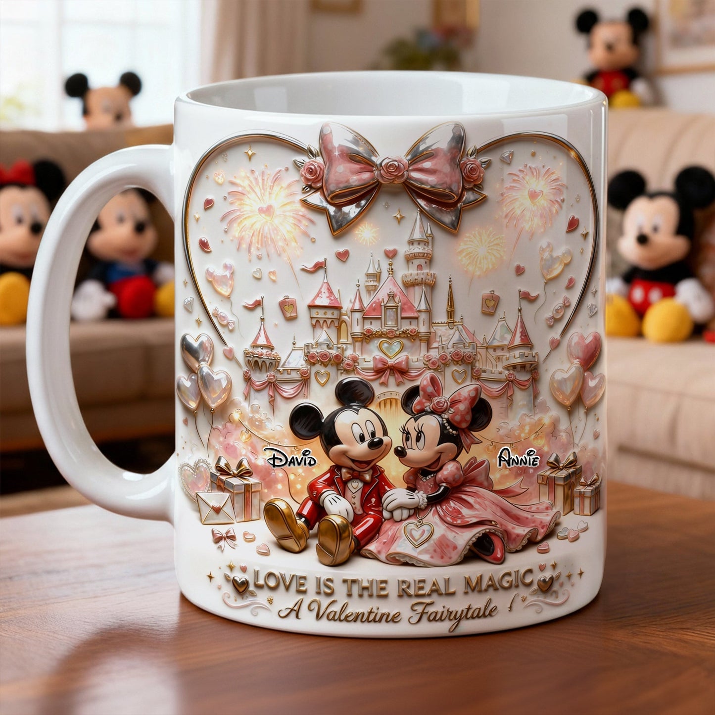 MkMo Magic Mouse Love Is The Real Magic - Personalized White Edge-to-Edge Mug - Gift For Couple, Movie Fans HH01