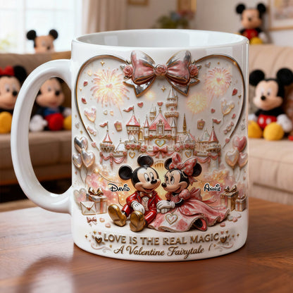 MkMo Magic Mouse Love Is The Real Magic - Personalized White Edge-to-Edge Mug - Gift For Couple, Movie Fans HH01