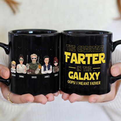 The Greatest Farter In The Galaxy Personalized S.W. Black Mug Gift For Dad