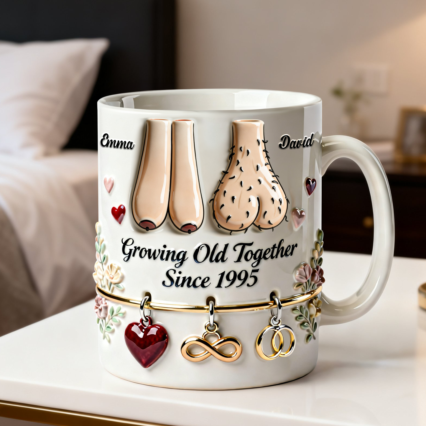 Growing Old Together Since - Personalized Ceramic Mug - Funny Gift For Couples NL122