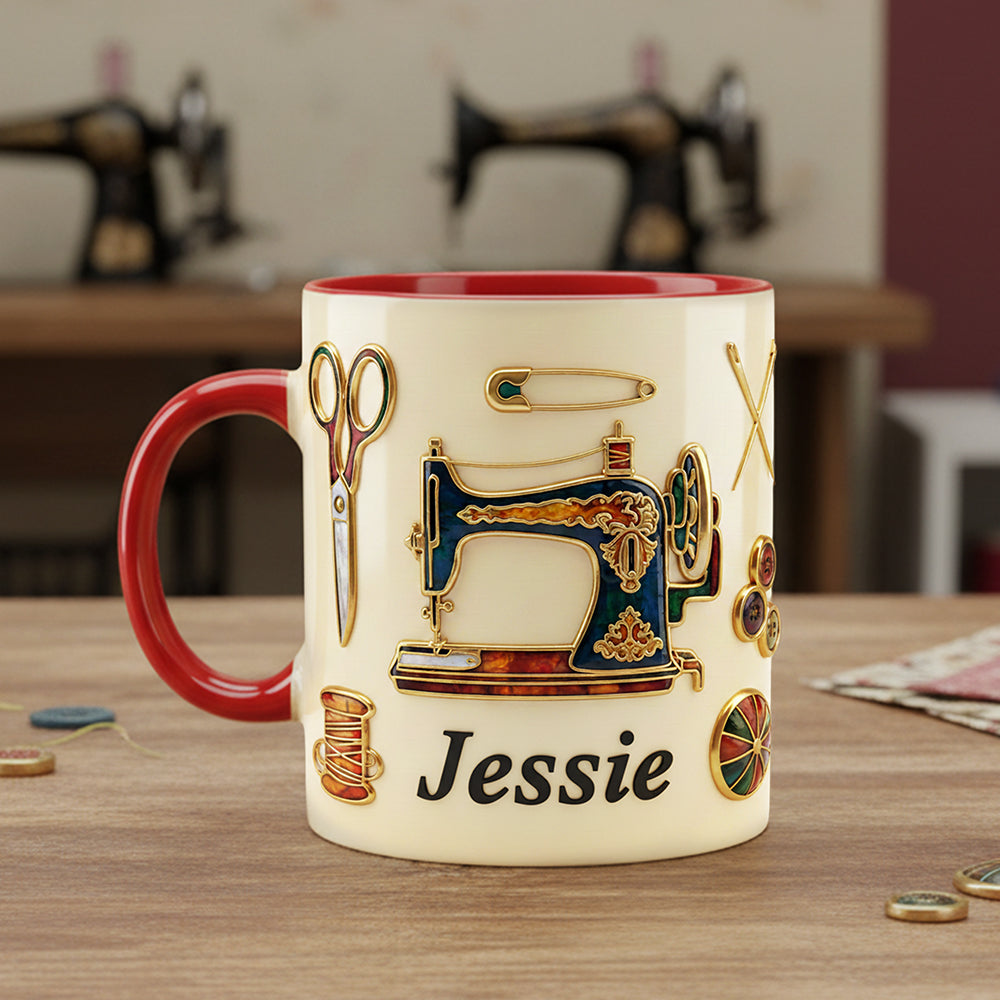 Just A Girl Who Love Sewing - Personalized Accent Mug - Gift For Her, Sewing Lovers NL122