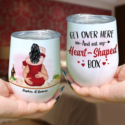 Get Over Here And Eat My Heart - Shaped Box, Personalized Couple Tumbler, Gift For Couple