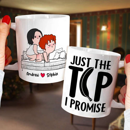 Just The Tip I Promise, Personalized Naughty Couple Mug Wine Tumbler Accent Mug, Gift For Couple