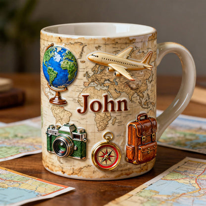 Just Loves Travelling - Personalized White Edge-to-Edge Mug - Gift For Travel Lovers HH01
