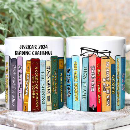 Book Lover Reading Challenge, Personalized Coffee Mug, Gift For Bookworms, 221223