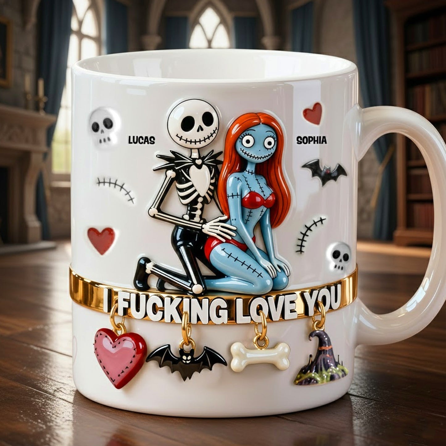 Spooky I F**king Love You - Personalized White Edge-to-Edge Mug - Gift For Couple, Fan Movies HH01