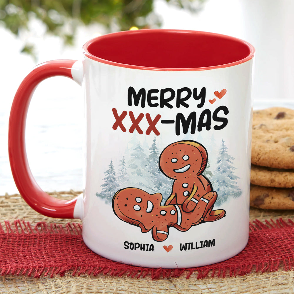 Funny Couple Merry XXX Mas, Personalized Accent Mug, Gifts For Him - Gifts For Her