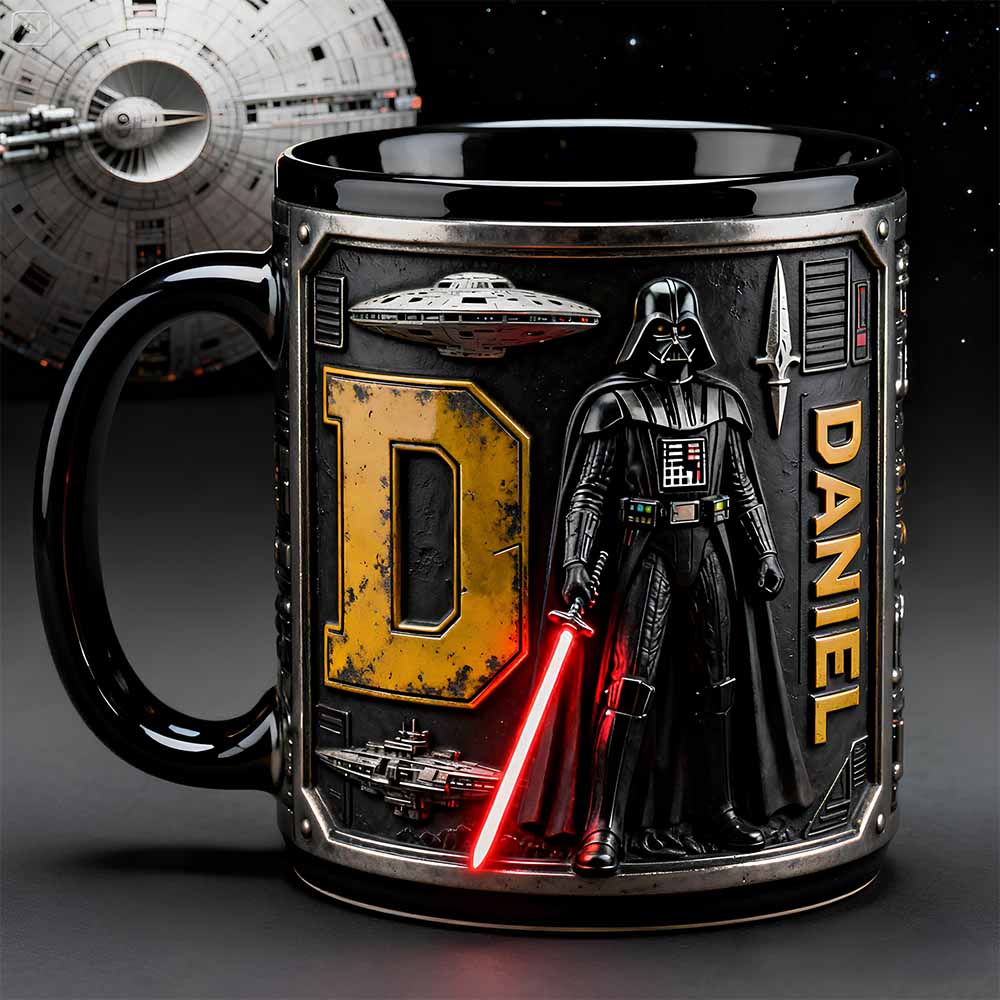 Stwa Galaxy Star Initial Darth Vader - Personalized Accent Mug - Gift For Movie Fans NL122