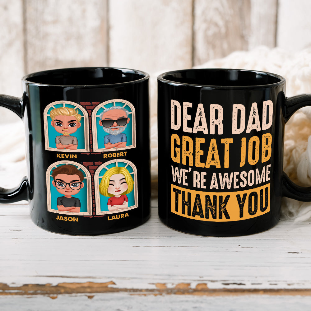 We're Awesome Thank You, Dear Dad Personalized Black Mug Gift 02QHDT190523HH