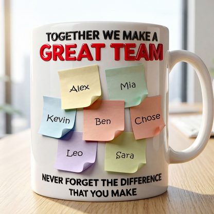 Together We Make A Great Team - Personalized White Edge-to-Edge Mug - Gift For Coworkers NL122