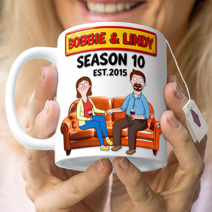 Burger Couple - Personalized 3D Inflated Effect Ceramic Mug - Gift For Couples | CL55 NL122