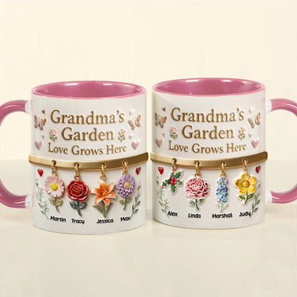 Grandma's Garden Love Grows Here - Personalized Accent Mug - Gift For Grandma, Mom NL122
