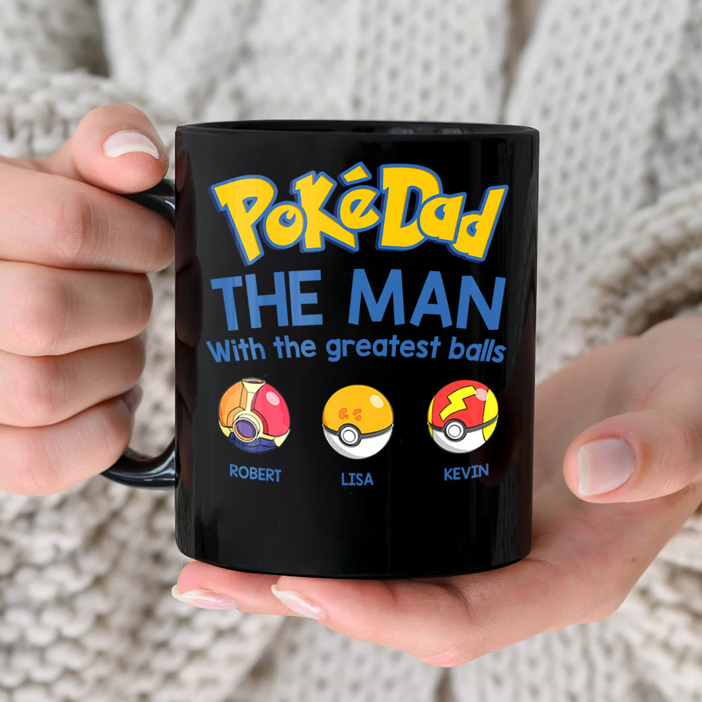 The Man With The Greatest Balls Personalized Black Mug-Gift For Dad-3OHDT010623