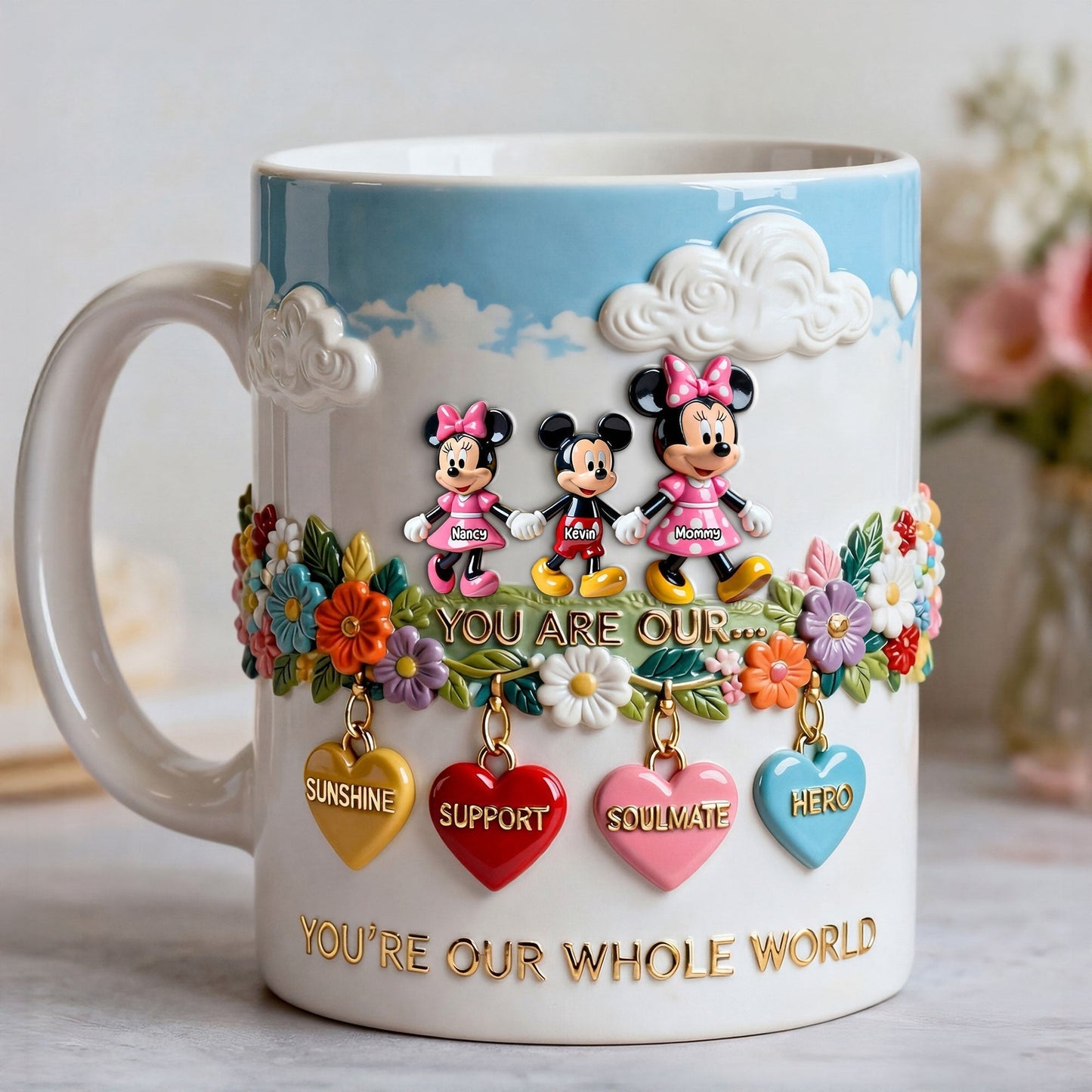 MkMo Magic Mouse You Are Our Whole World - Personalized White Edge-To-Edge Mug - Gift For Mom, Grandma NL122