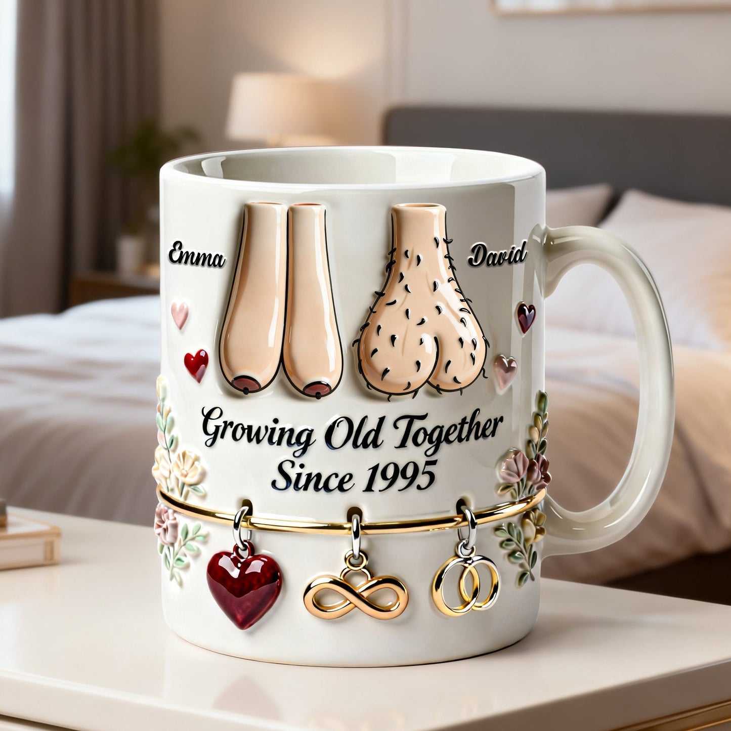 Growing Old Together Since - Personalized Ceramic Mug - Funny Gift For Couples NL122