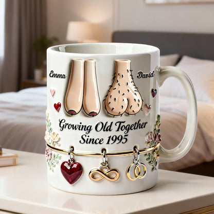 Growing Old Together Since - Personalized Ceramic Mug - Funny Gift For Couples NL122