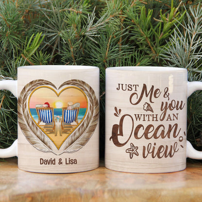 Just Me & You With An Ocean View Personalized Beach Couple Mug, Gift For Couple