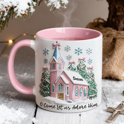 Conquette Come Let Us Adore Him - Personalized Accent Mug - Christmas Gift For Christian Girls NL122
