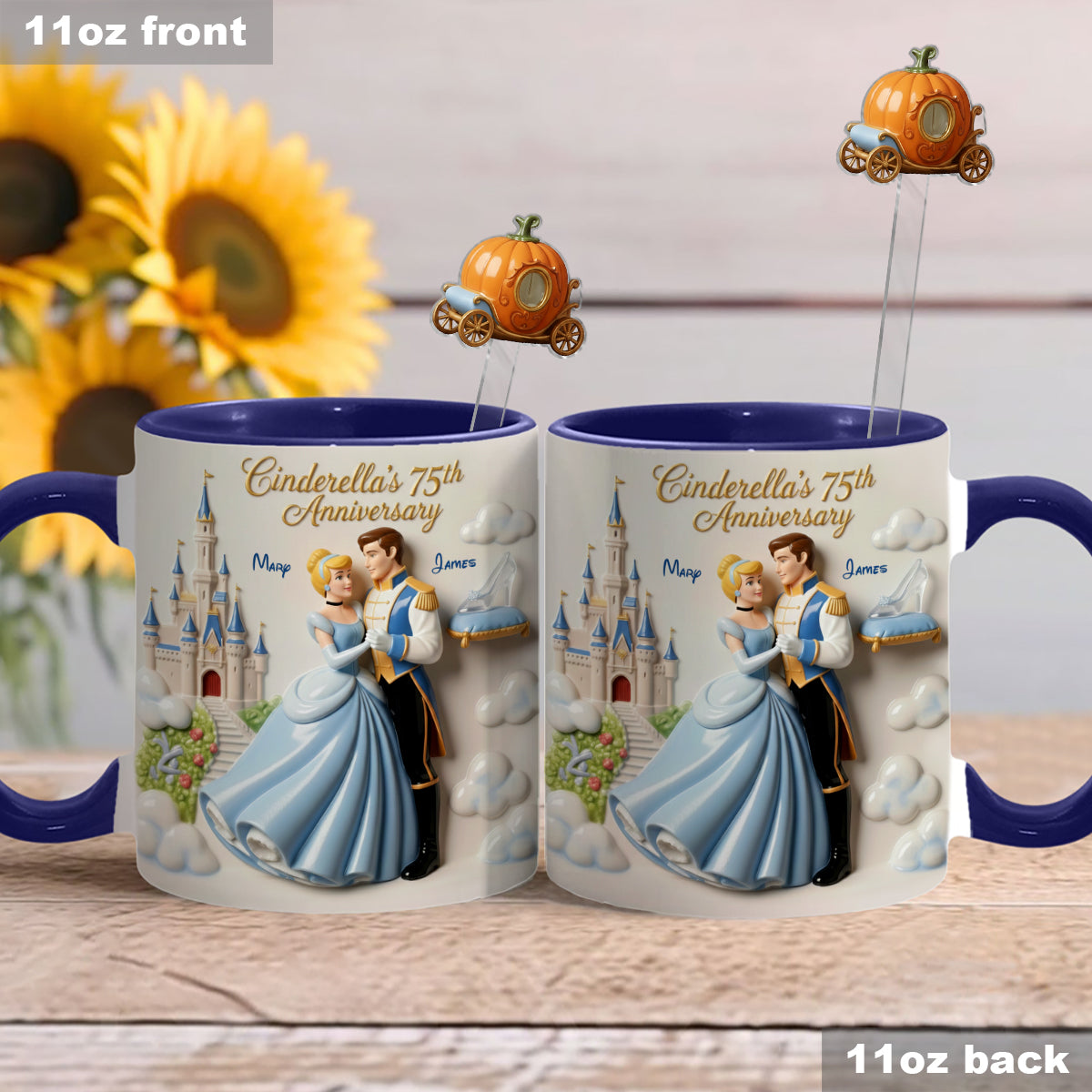 DSNY Princess Celebrate 75th Anniversary - Personalized Accent Mug - Gift For Couples, Movie Fans NL122