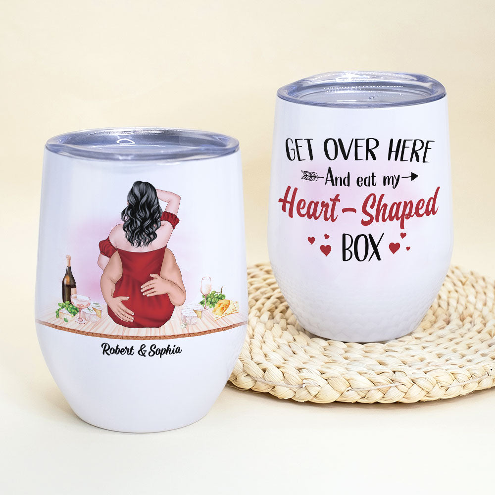Get Over Here And Eat My Heart - Shaped Box, Personalized Couple Tumbler, Gift For Couple