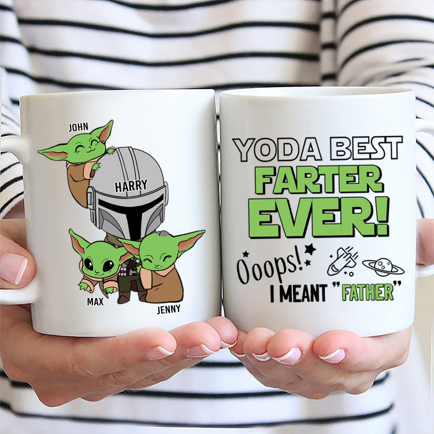 Stwa Yoda Best Farter Ever Ooops - Gift For Father, Grandpa - Personalized Ceramic Mug - NH96