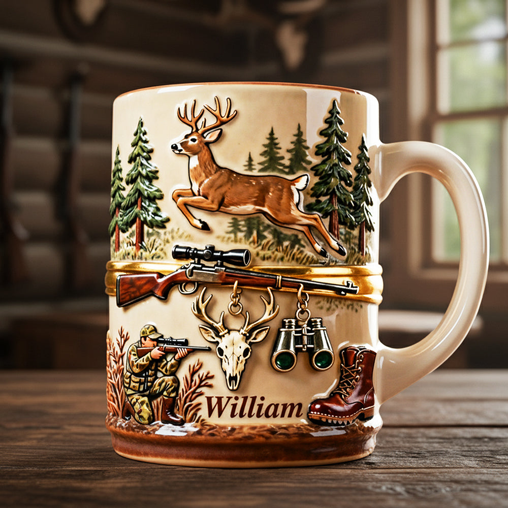 Born To Hunt - Personalized White Edge-to-Edge Mug - Gift For Hunting Lovers NL122