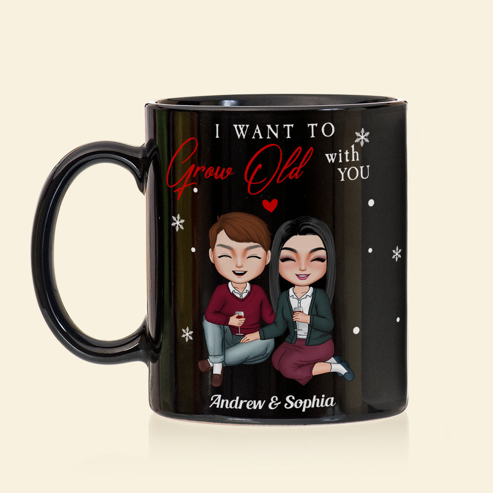 I Want To Grow Old With You Personalized Wordle Couple Mug, Gift For Couple