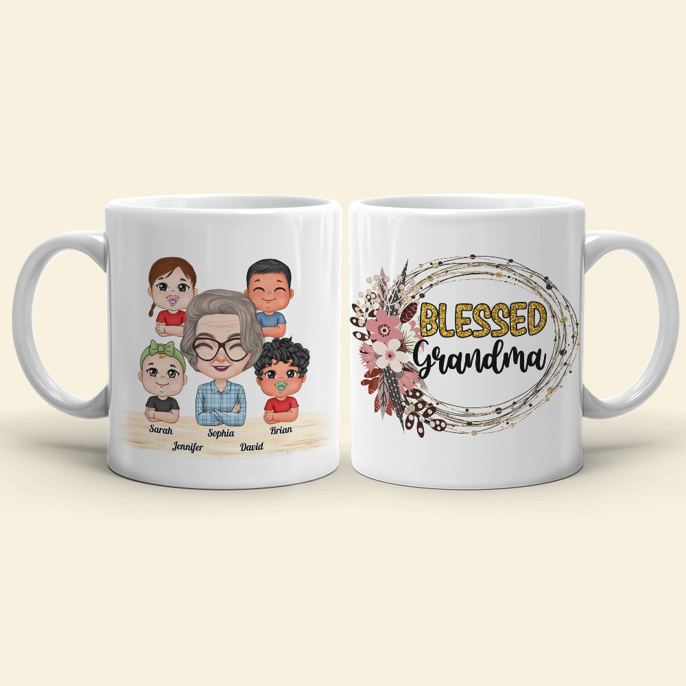 Blessed Grandma, Grandparents And Children Personalized Coffee Mug Gift For Grandparents