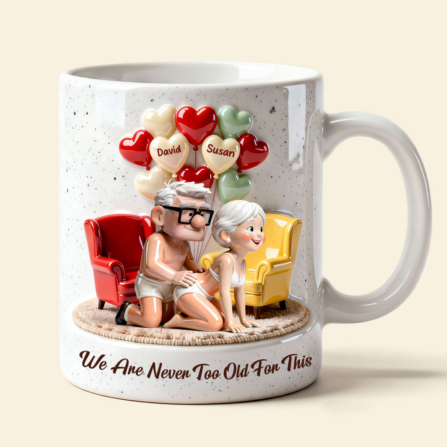 DSNY We Are Never Too Old For This - Personalized White Edge-to-Edge Mug - Gift For Couple, Fan Movies HH01