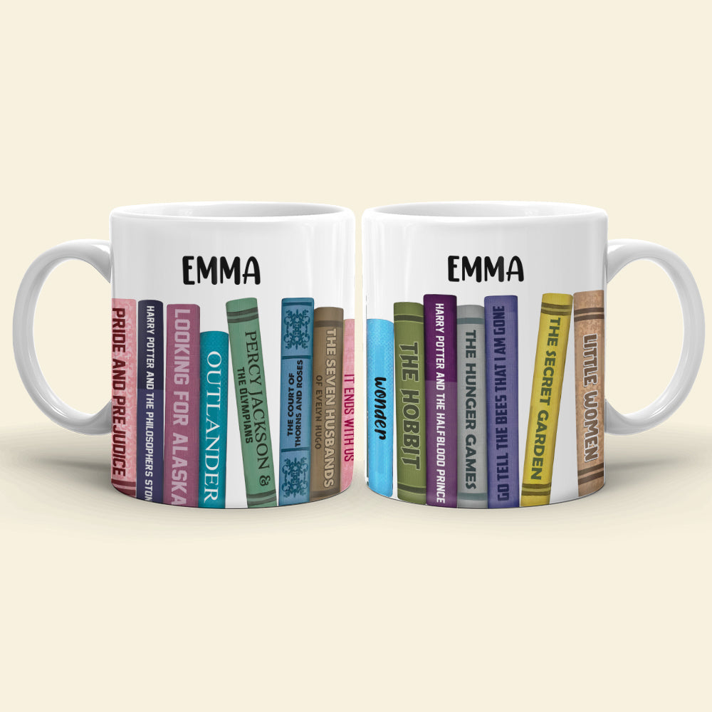 Custom Book Titles Mug, Gift For Book Lovers