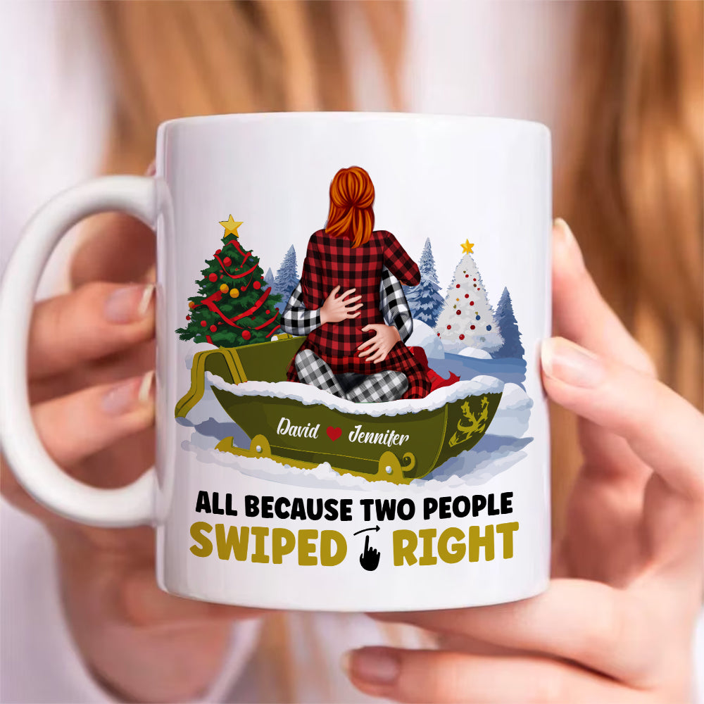 Naughty Couple, All Because Two People Swiped Right, Personalized Mug, Christmas Gifts